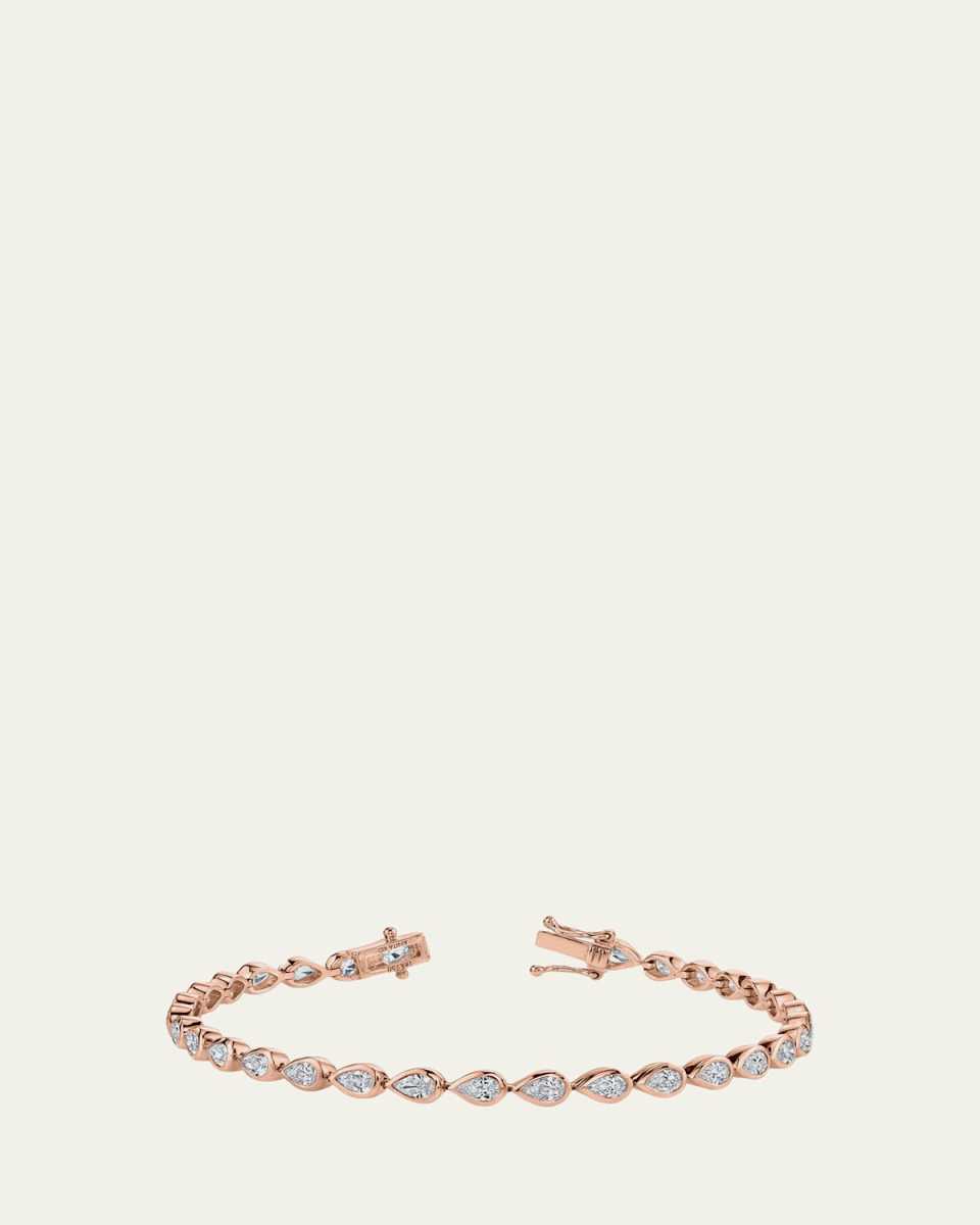 18k Rose Gold Pear Diamond Bezel Tennis Bracelet